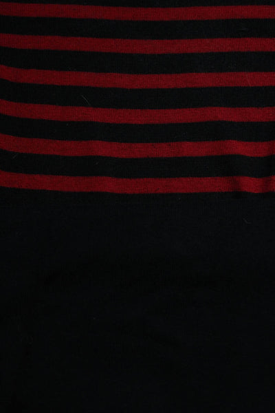 Zara Womens Red Striped Distress Crew Neck Pullover Sweater Top Size S lot 2