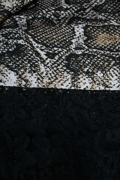Zara Womens Brown Snake Skin Print Ruffle Long Sleeve Blouse Size XS lot 2