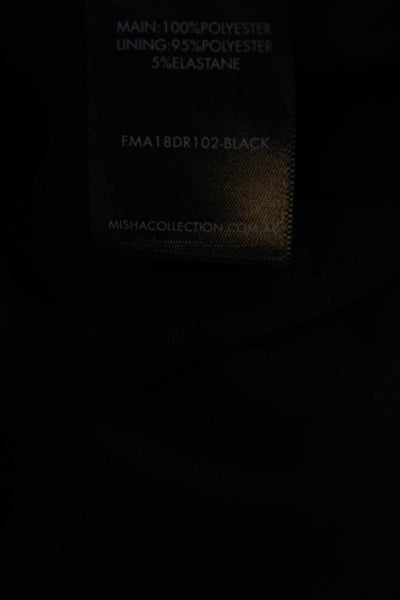 MISHA COLLECTION Womens Ladder Stitch Mesh Midi V Neck Sheath Dress Black Size 2