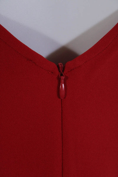 Javier Simorra Womens Long Sleeve Boat Neck Unlined Mini Shift Dress Red Size 2