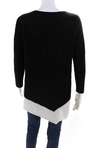 Joie Womens Wool Colorblock Asymmetrical Hem Pullover Sweater Black Size S