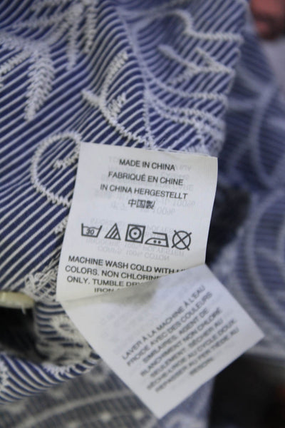 J Crew Womens Cotton Striped Print Long Flounce Sleeve Blouse Top Blue Size S