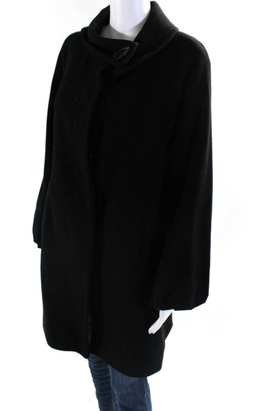 Tahari Womens Wool Bubble Sleeve Collared Mid-Length Pea Coat Black Size 6US