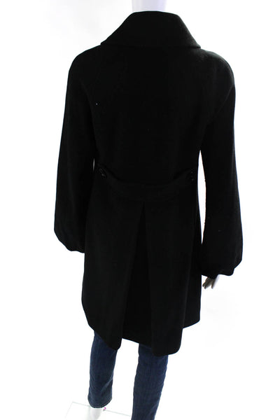 Tahari Womens Wool Bubble Sleeve Collared Mid-Length Pea Coat Black Size 6US