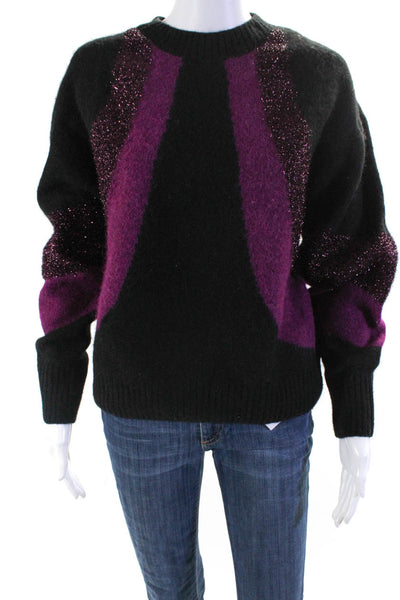 & Other Stories Womens Alpaca Crew Neck Sweater Black Purple Size Medium
