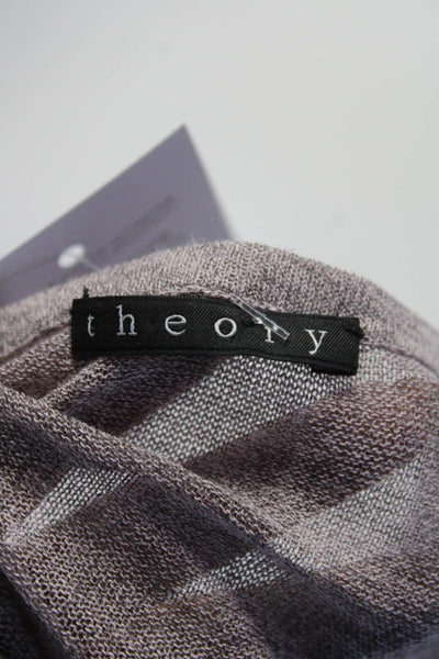 Theory Womens Long Sleeve Crew Neck Knit Tee Shirt Mauve Purple Size Medium