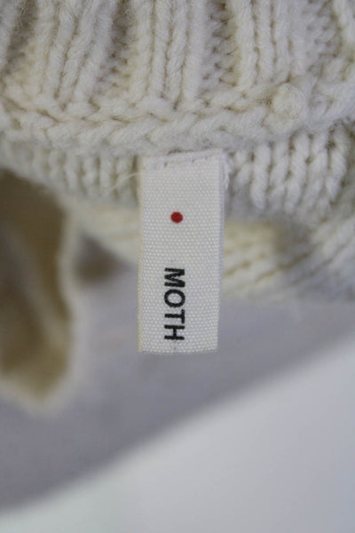 Moth Anthropologie Womens Short Sleeve Scoop Neck Knit Top White Size Medium