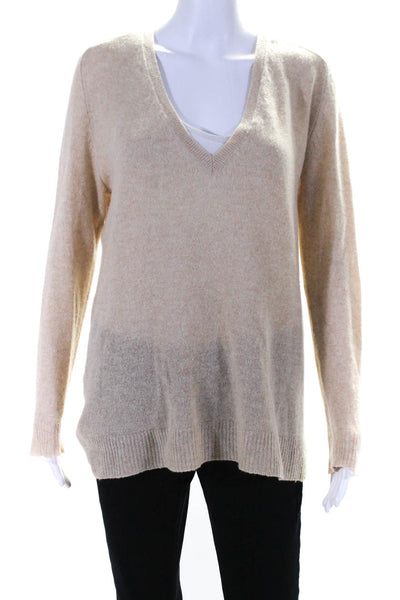 Theory Womens Pullover V Neck Cashmere Knit Sweater Brown Size Medium