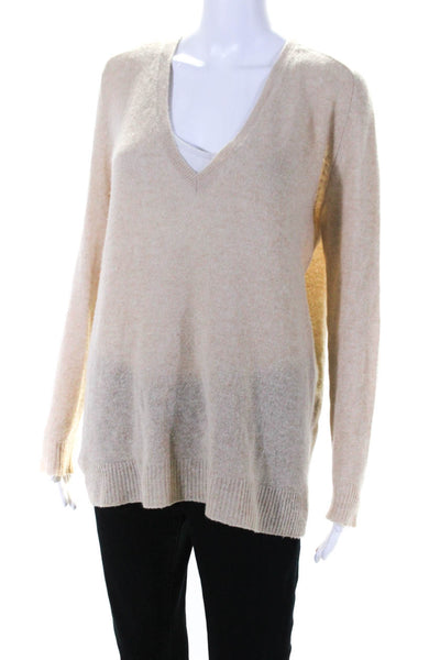 Theory Womens Pullover V Neck Cashmere Knit Sweater Brown Size Medium