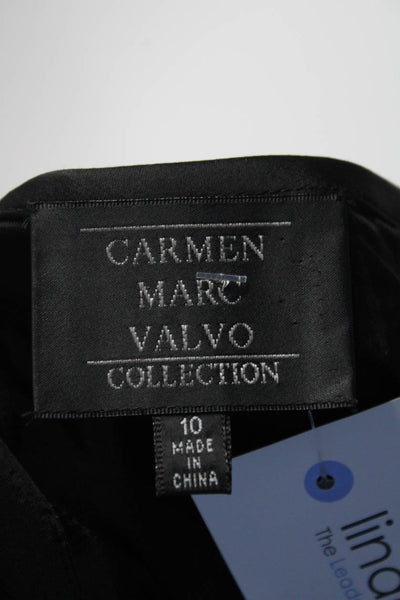 Carmen Marc Valvo Collection Womens Midi Length Satin Flare Skirt Black Size 10