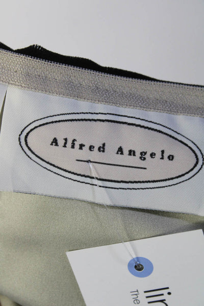 Alfred Angelo Womens Velvet Satin Color Block Scoop Neck Gown Ivory Black Size 8
