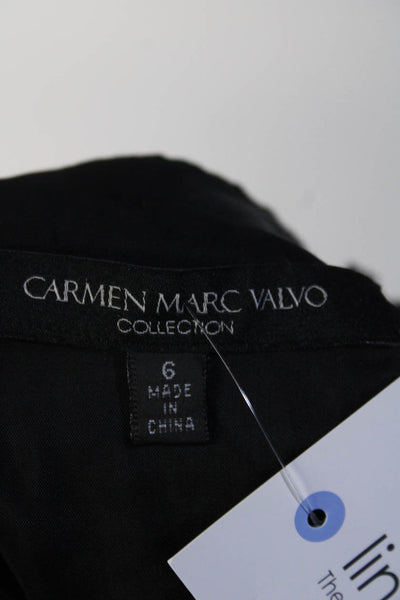 Carmen Marc Valvo Womens Beaded Lace Bodice Sleeveless Sheath Dress Black Size 6