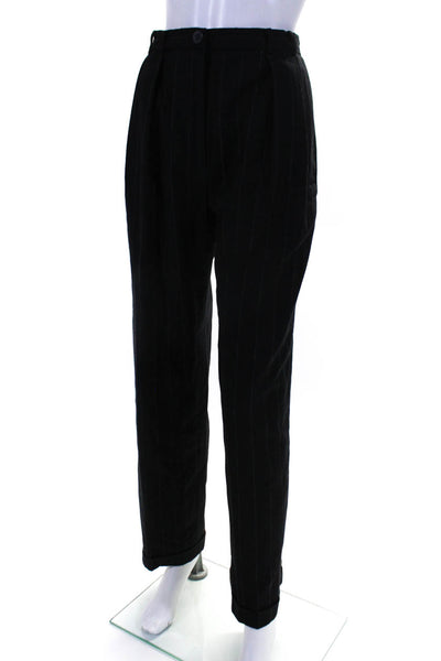 Emanuel Emanuel Ungaro Womens Pinstripe High Rise Straight Pants Black Size 4