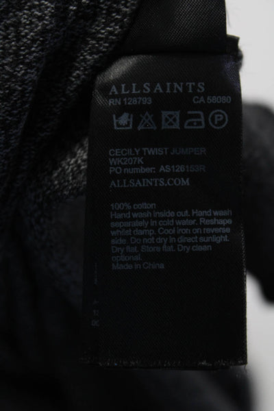 Allsaints Womens Cecily Cold Shoulder Oversize Turtleneck Sweater Gray Medium