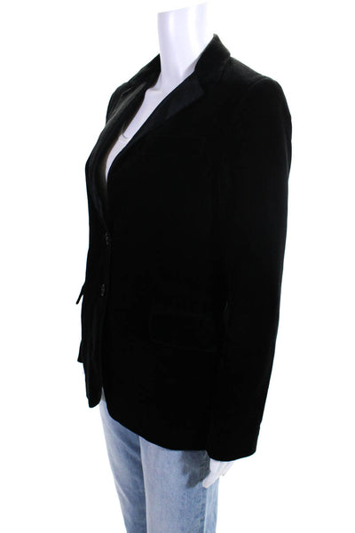 Theory Womens Black Cotton Velour Two Button Long Sleeve Blazer Size S