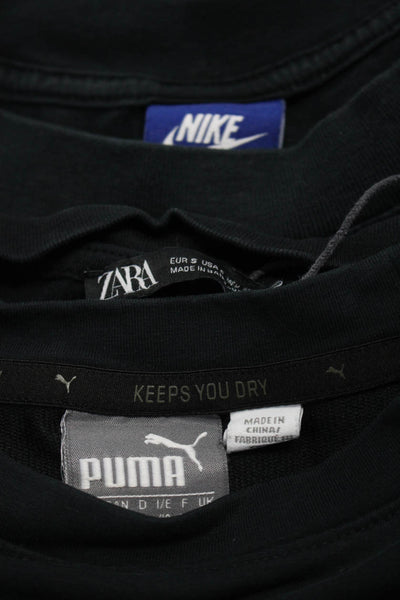 Nike Puma Womens Foil Logo Crop Tee Shirt Sweatshirt Size Small Large Lot 3