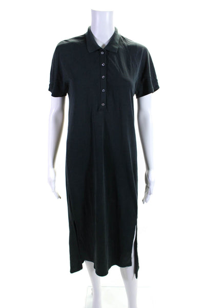Heartloom Women's Short Sleeve Double Slit Midi T-shirt Dress Dark Green Size S