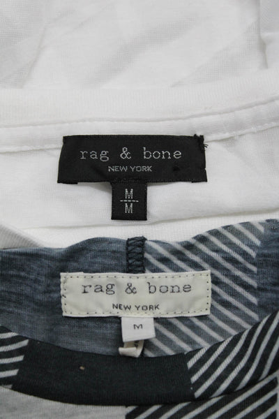 Rag & Bone Womens Sheer Cotton Blend Abstract Long Sleeve Top White Size M Lot 2