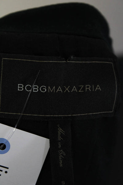 BCBGMAXAZRIA Womens Black Textured Printed High Neck Asymmetric Jacket Size S