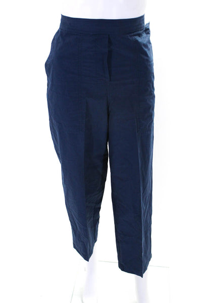 COS Womens Dark Blue High Rise Cotton Pleated Straight Leg Pants Size 6
