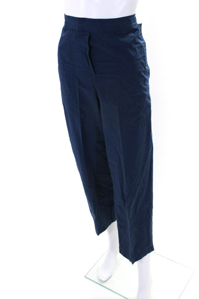 COS Womens Dark Blue High Rise Cotton Pleated Straight Leg Pants Size 6