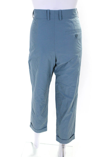 COS Womens Blue Cotton Blend High Waisted Cuff Straight Leg Pants Size 38