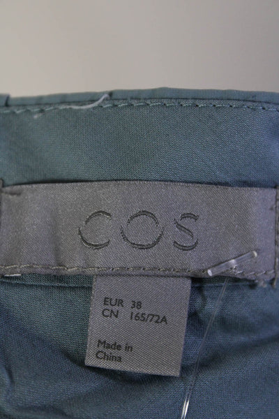 COS Womens Blue Cotton Blend High Waisted Cuff Straight Leg Pants Size 38