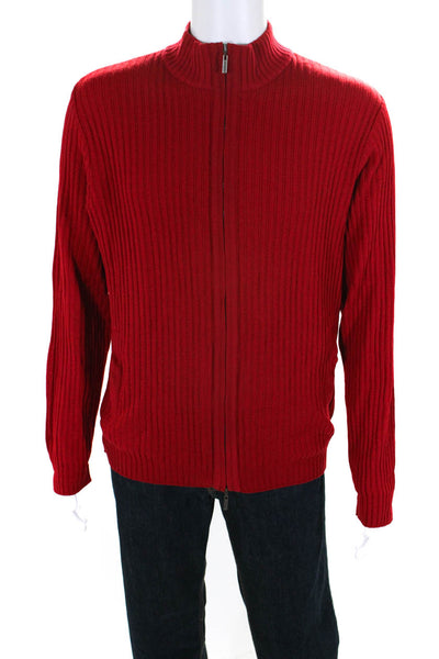 Maus & Hoffman Men's Wool Long Sleeve Double Zip Sweater Red Size XL