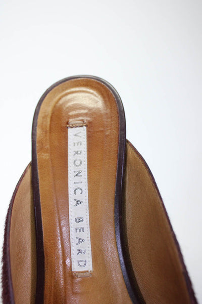 Veronica Beard Womens Ponyhair Pointed Toe Mule Sandals Burgundy Size 8US 38EU