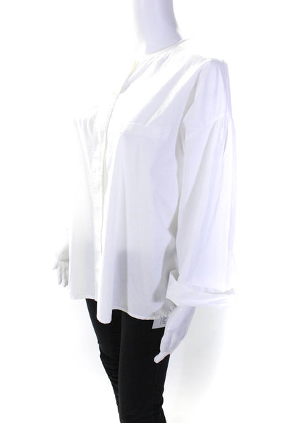 Forte Forte Womens Button Front 3/4 Sleeve Crew Neck Shirt White Cotton Size 2