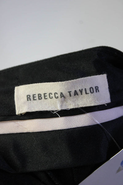 Rebecca Taylor Womens Wool High Rise Straight Leg Ruffled Pants Black Size 29