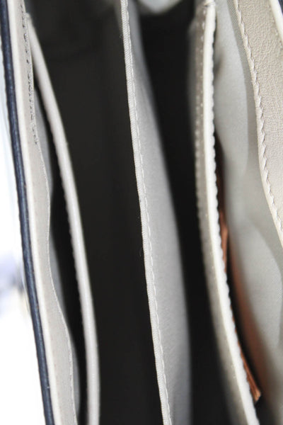Tods Women's Snap Closure Leather Crossbody Handbag Silver Size M
