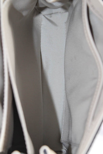 Tods Women's Snap Closure Leather Crossbody Handbag Silver Size M