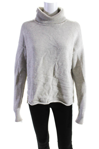 Joie Womens Beige Wool Ribbed Turtleneck Long Sleeve Pullover Sweater Top Size S