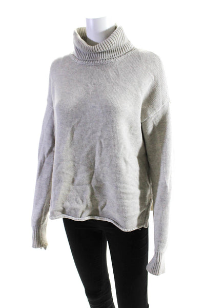 Joie Womens Beige Wool Ribbed Turtleneck Long Sleeve Pullover Sweater Top Size S