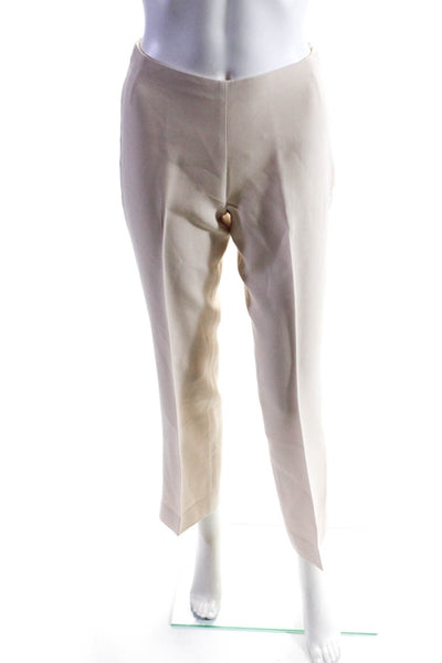 Akris Womens Wool Darted Pleated Side Zipped Straight Leg Pants Beige Size 2