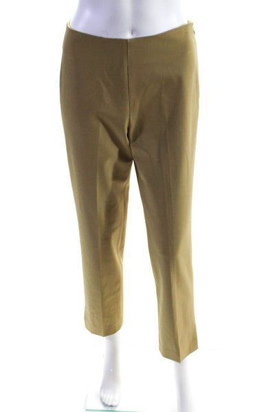 Leggiadro Womens Flat Front Side Zip Tapered Straight Dress Pants Brown Size 4