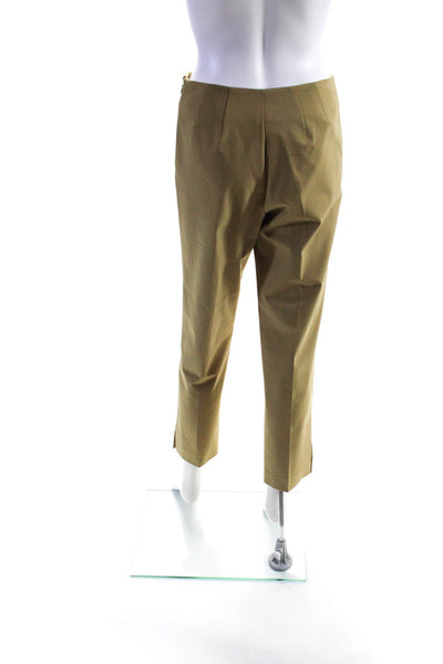 Leggiadro Womens Flat Front Side Zip Tapered Straight Dress Pants Brown Size 4