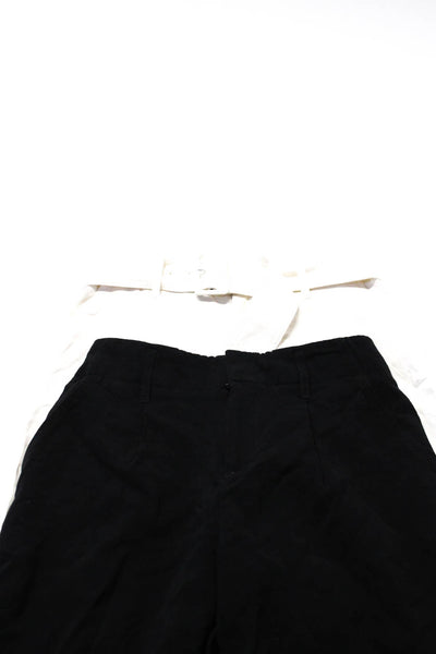 Zara Womens Linen Blend Cropped Pants Black Ivory Size 00 Lot 2
