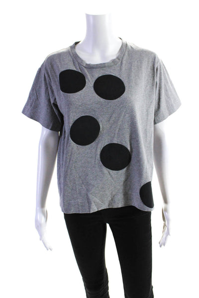 Marni Womens Graphic Spotted Round Neck Short Sleeved T Shirt Gray Black Size 42