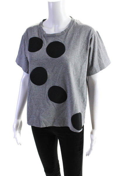 Marni Womens Graphic Spotted Round Neck Short Sleeved T Shirt Gray Black Size 42