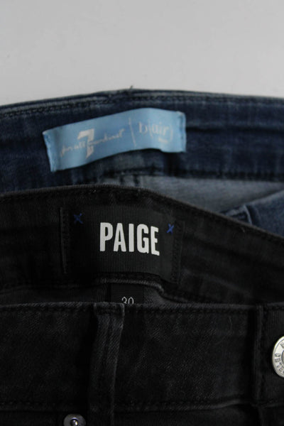 Paige 7 For All Mankind Womens Slim Straight Jeans Black Blue Size 30 Lot 2