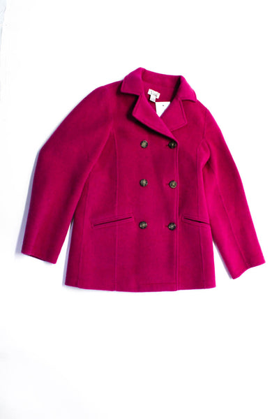 Lilly Pulitzer Juniors Girls Double Breasted Fleece Peacoat Magenta Wool Size 14