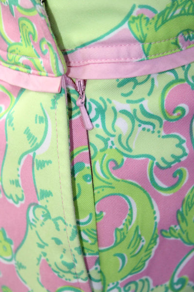 Lilly Pulitzer Womens Lion Fish Print Shorts Skort Pink Green Size 6