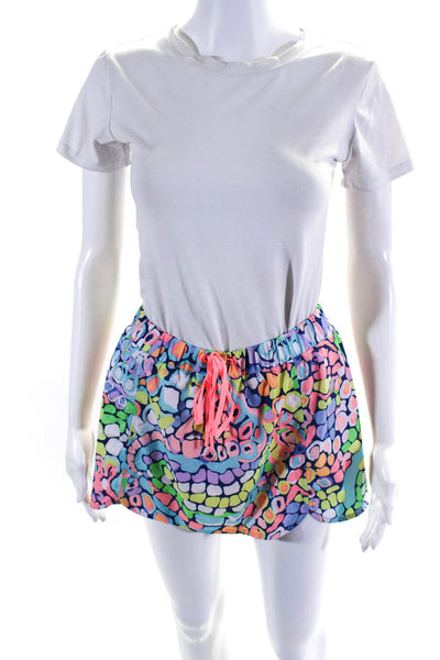 Lilly Pulitzer Womens Spotted Drawstring Athletic Skort Pink Blue Yellow Small