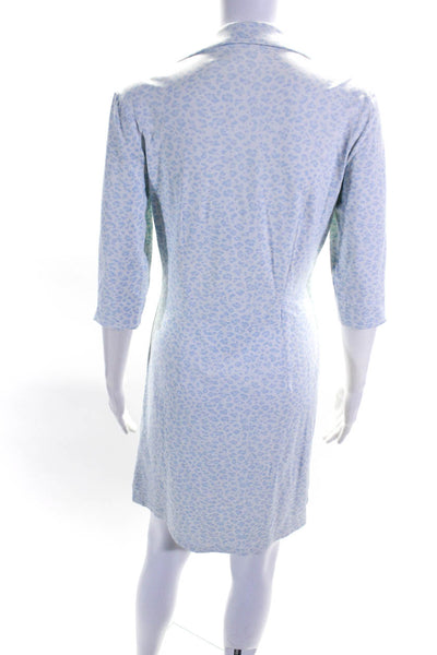 J. Mclaughlin Womens Leopard Print Half Sleeve Tunic Dress White Blue Size XS
