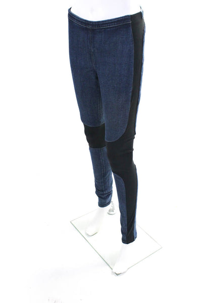 Helmut Lang Women's High Rise Denim Combo Ankle Leggings Blue/Black Size 29