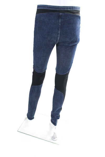 Helmut Lang Women's High Rise Denim Combo Ankle Leggings Blue/Black Size 29