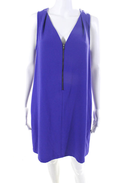 Trina Turk Womens V-Neck Zipped Sleeveless Pullover Tank Dress Purple Size 6