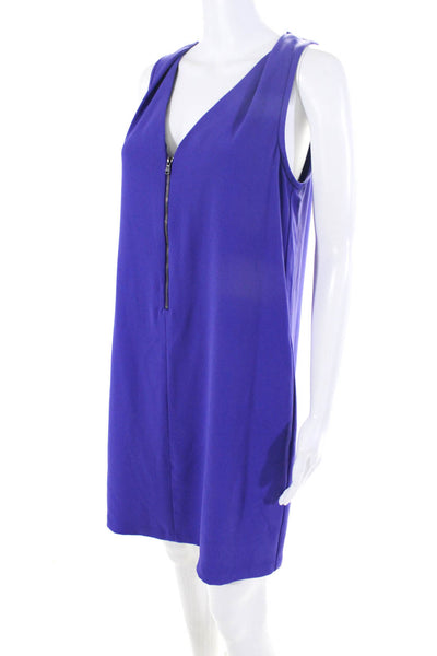 Trina Turk Womens V-Neck Zipped Sleeveless Pullover Tank Dress Purple Size 6